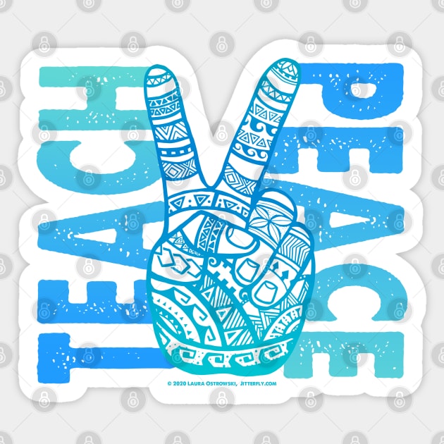 Teach Peace - Polynesian, Boho Peace Sign Sticker by Jitterfly